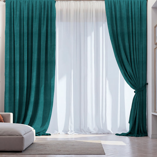 Velvet Curtain “Peking” Green Turquoise