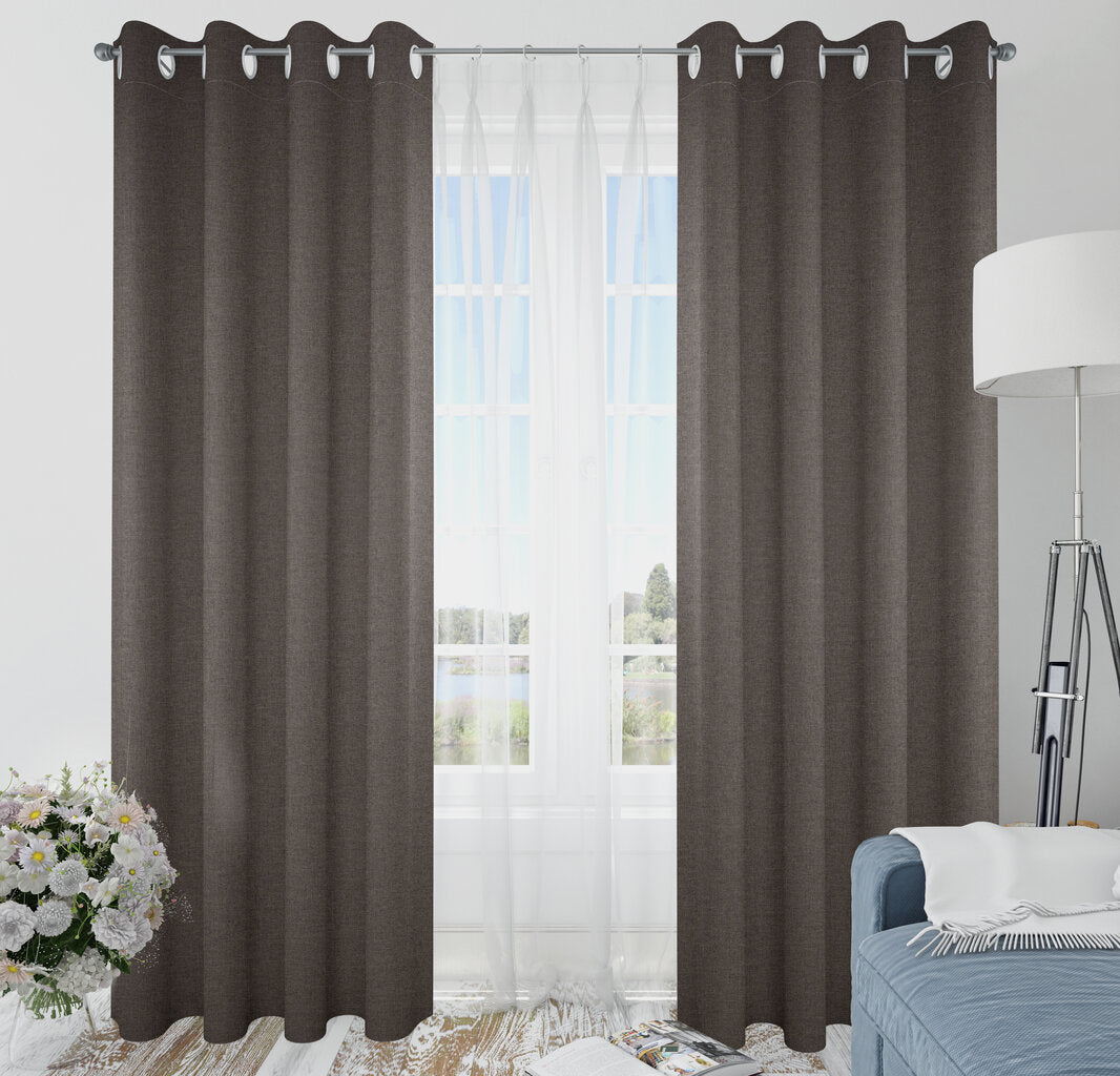 Blackout brown curtain with grommets